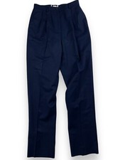 Vintage womens wool pants sz 10 Petite Lined Dark Blue Pleated High Rise Classic