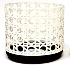 Bath Body Works White Barn Candle Holder Sleeve Caned Weave Minimalist Black