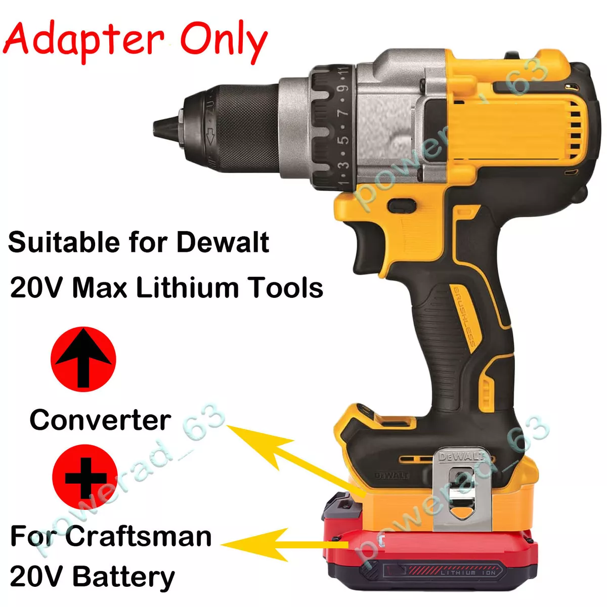 Adapter For Craftsman v 20 20V Battery Convert to for Dewalt 20V