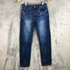 American Eagle Straight Vintage Hi Rise Denim Size 2 Button Fly 26.5 in Inseam