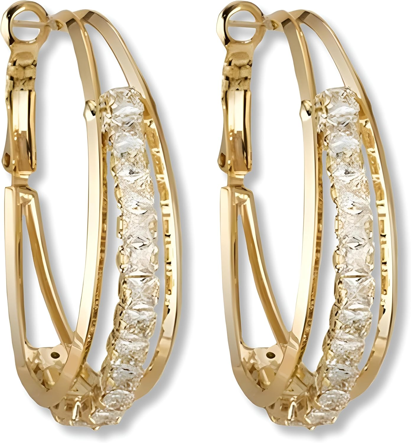 14K Gold Plated Hoop Earrings for Women - Chunky, Trendy, Lightweight, Hypoaller