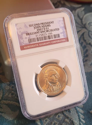 2007 D Second President John Adams $1 Coin Graded BU NGC