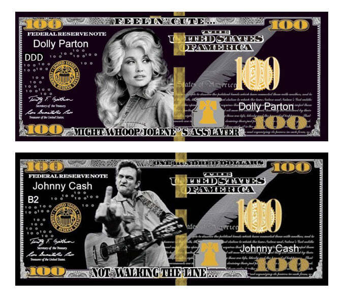 Johnny Cash & Dolly - Gold and Silver Foil Collector’s Set
