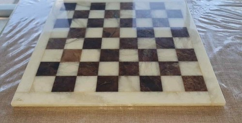 Tablero de ajedrez/alabastro italiano mármol vintage doble cara regalos ella - Imagen 3 de 6
