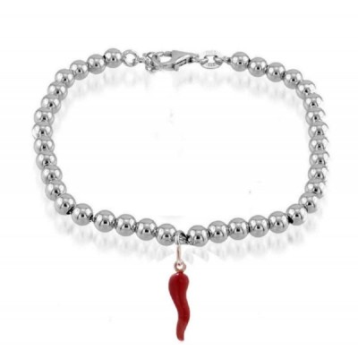 Silverly Bracciale Donna Argento 925 3 mm Catena Sfera