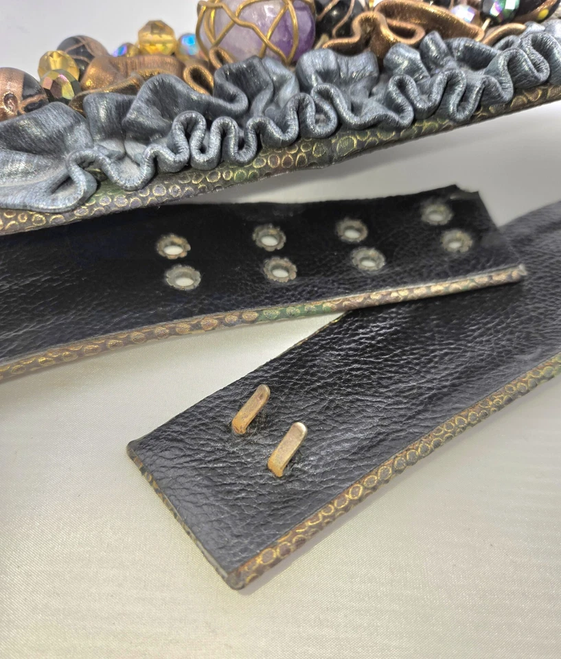 Cinturón Años 80, Nina Arjani, Estilo Boho, Adornado con Púrpura Semipreciosa, 29" Foto 4 de 4