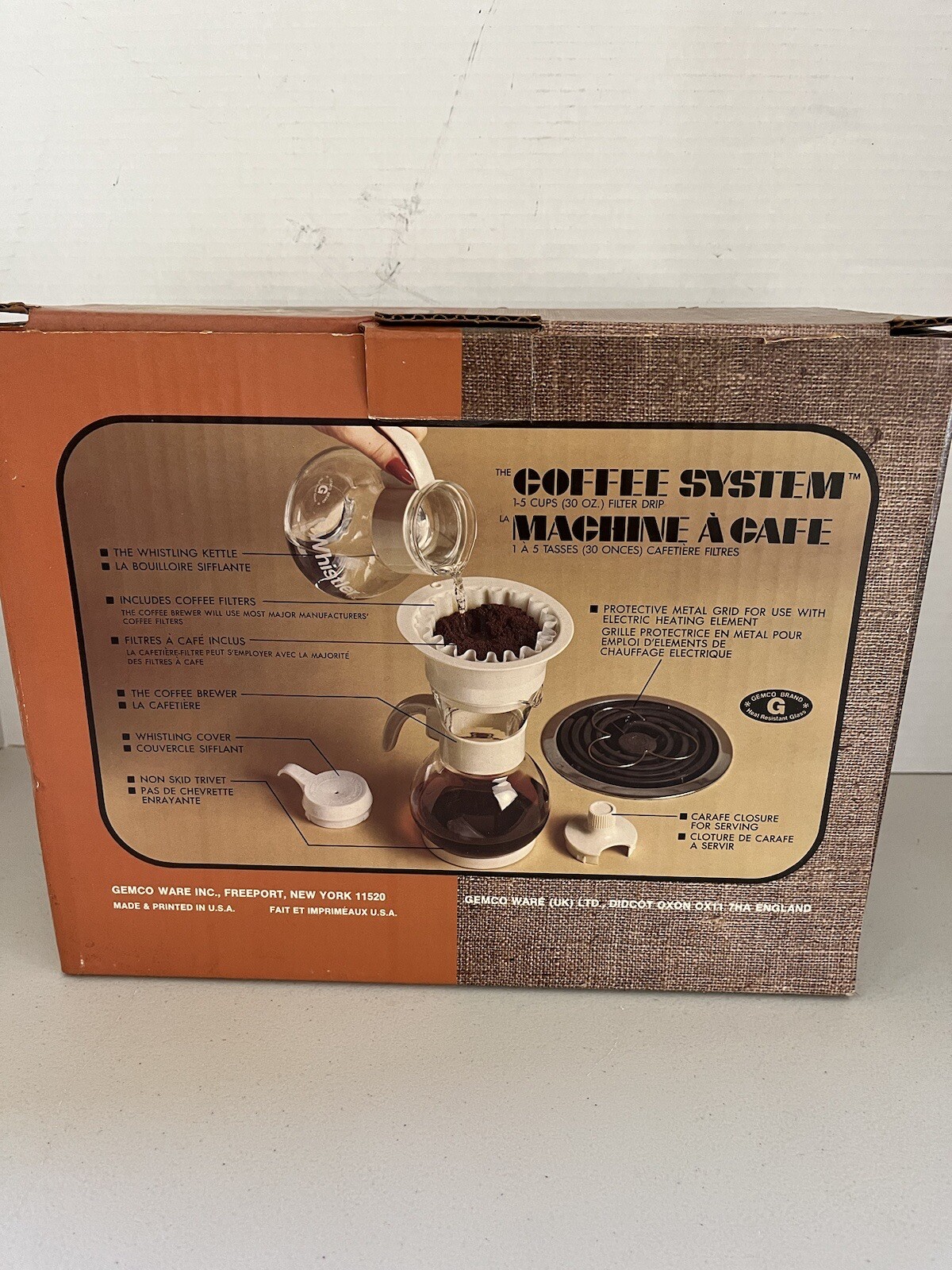 Vintage Gemco THE WHISTLER Whistling Tea Kettle Coffee System Brewer Drip