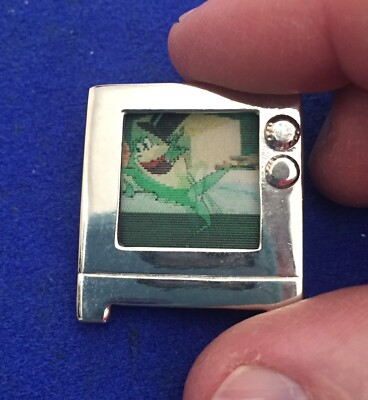 RARE Lenticular Michigan J Frog Dancing Television Set WB Cartoon Brooch Pin
