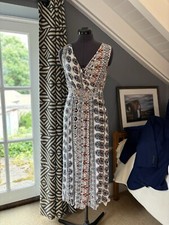 Khushi Dress geometric aztec long slit dress elastic waist cross wrap front