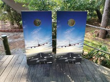 FADEPROOF Cornhole Board Wraps Laminated / Airplane Runway /