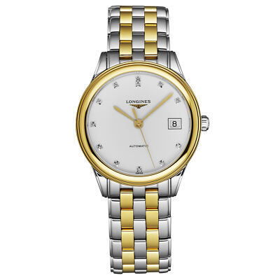 Longines Mens 'Flagship' Diamonds White Dial Two-Tone Automatic L4.774.3.27.7