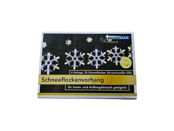 Schneeflockenvorhang Weihnachtsdekoration 60 WarmweißE Led 30 Schneeflocken Deko-image