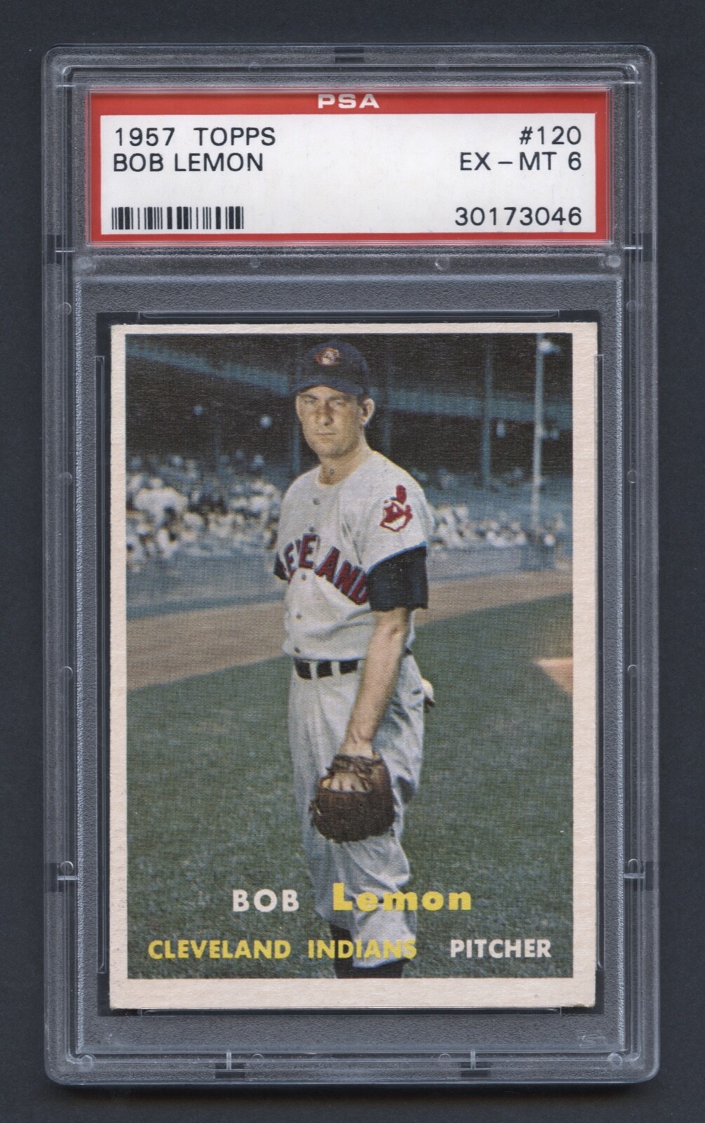 1957 BOB LEMON PSA 6 EX-MT TOPPS HOF CLEVELAND INDIANS GUARDIANS SHARP #120 RZC
