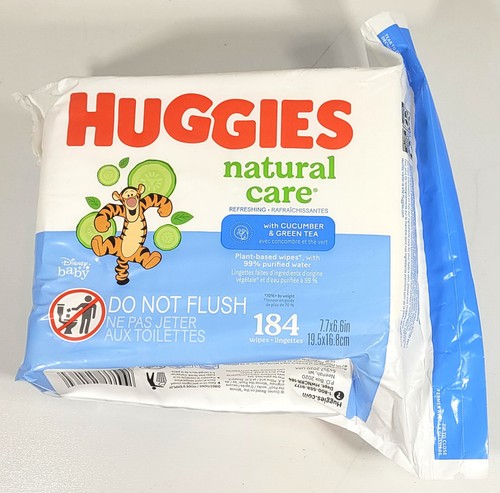 2 Pack Huggies Natural Care Refreshing Baby Wipes, Cucumber & Green Tea 184ct Ea - Picture 4 of 5