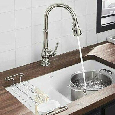 Robinet De Cuisine Extractible Kohler Artifacts Konnect K-29709 - Nickel Poli, 1 Trou, Avec Commande Vocale Et Sans Contact, NEUF