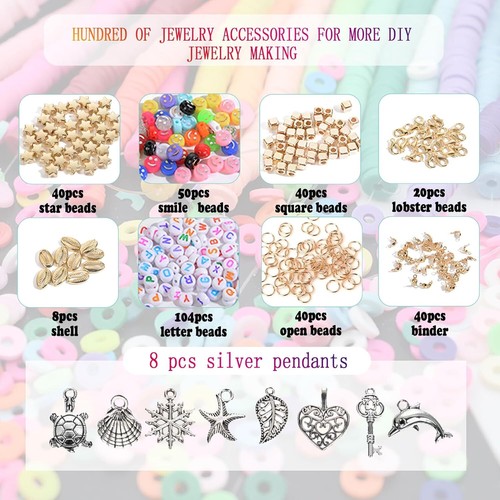 4800Pcs Clay Beads for Jewelry Making Bracelet Kit Flat round Polymer Best New - Picture 4 of 7
