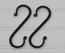 Two Medium S hooks - Amish forged black wrought iron - strong sturdy metal