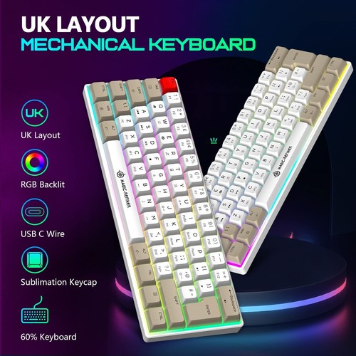 60% Wired Mechanical Keyboard Mixed Color,PBT Dye-Sub XDA Keycaps,RGB for Gamers - Picture 10 of 63