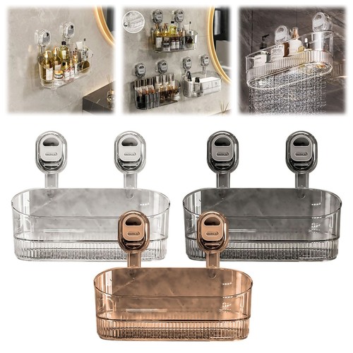 No-Drill Bathroom Suction Storage Box Suction Cup Storage Rack Holder Shelf