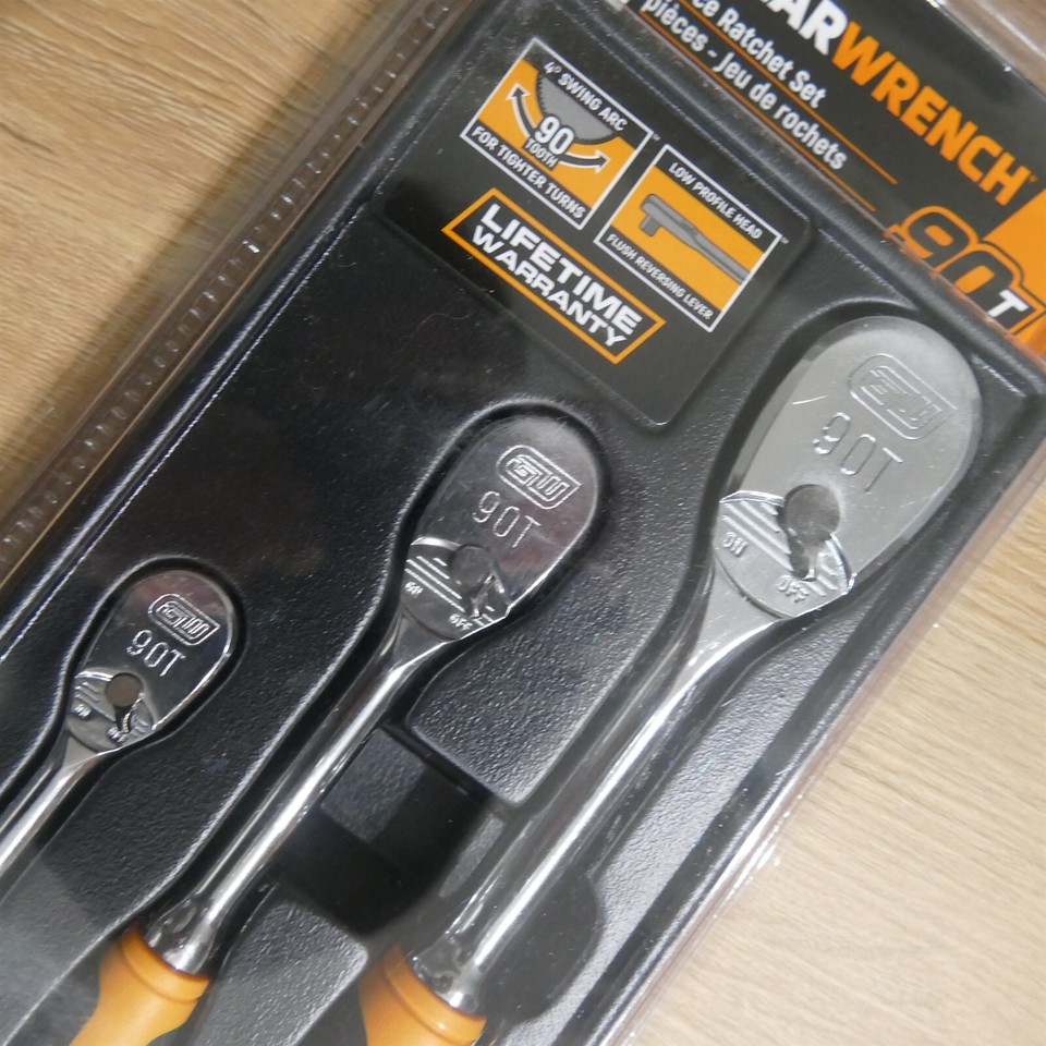 GearWrench 81207T 3pc 90T Cushion Grip Locking Flex Head Ratchet Set