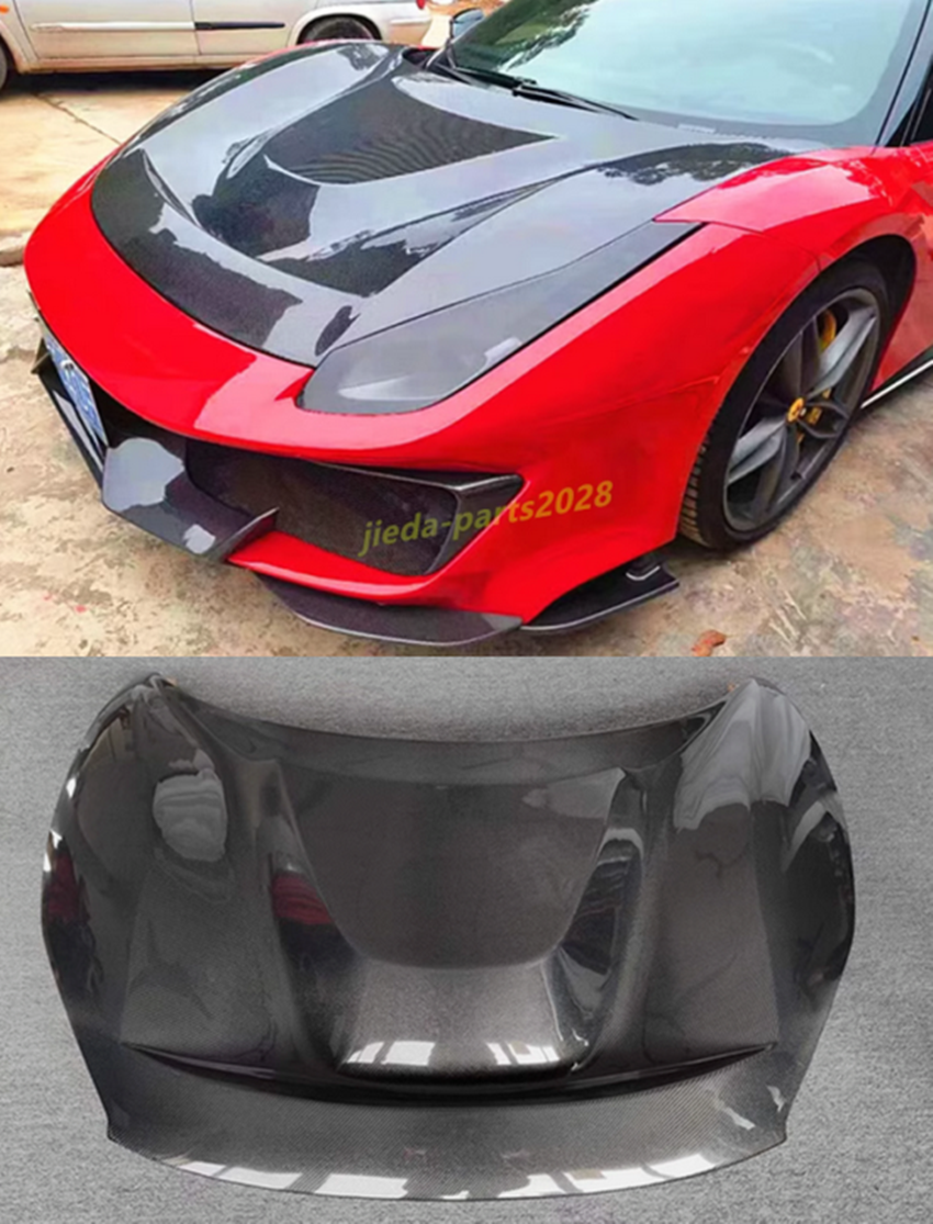 Ferrari 488 GTB カタログ ハードカバー For Ferrari 488 2016-2019 pista Style Dry Carbon Fiber Front Hood