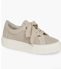 AGL Attilio Giusti Leombruni Perforated Platform Talc Leather Sneaker 40.5 US 10