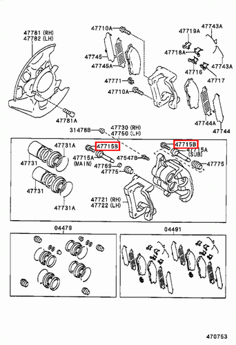 Genuine Pruis ZVW55 ZVW51 ZVW50 RAV4 ACA30 Front Disc Brake Caliper Bolt x2 - Picture 7 of 20
