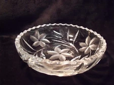  AMERICAN BRILLIANT GLASS ANTIQUE 6" CANDY BOWL, FLORETTES, VINES, SAWTOOTH EDGE