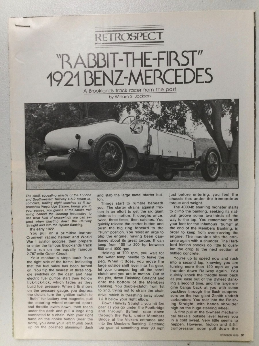 MBRacing168 Article Retrospect 1921 Mercedes Benz Oct 1978 4 page