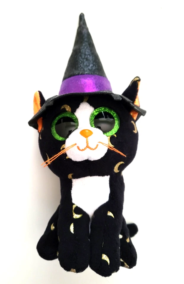 Ty Halloween Pandora Witch Cat Plush Toy Beanie Boos 9" Black Purple Orange Gold - image 2 of 4