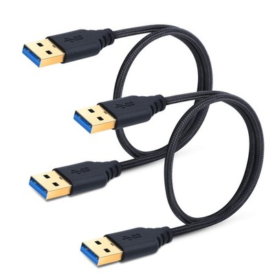 USB 3.0 Type A Cable - 1.5Ft Male to Male, Super Speed Braided Cord for Hard ...