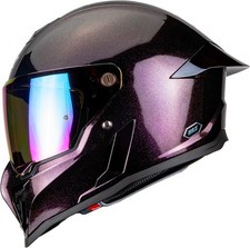Casco de motocicleta HAX cara completa espejado para adulto DOT&ECE bicicleta de calle púrpura