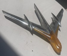1955 Pontiac Hood Ornament Deluxe Jet Airplane W Amber Indian Star Chief Safari