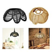 Handwoven Rattan Lampshade Ornament Creative for Kitchen Cafe Living Room