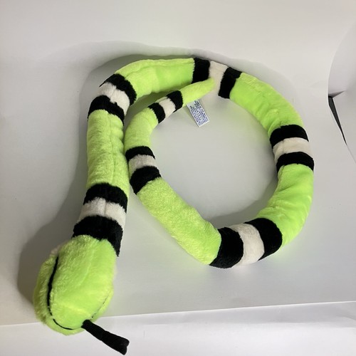 BJ Toy Snake Plush Green Black White Stripes Plush Reptile 48" Stuffed Animal - Picture 4 of 5