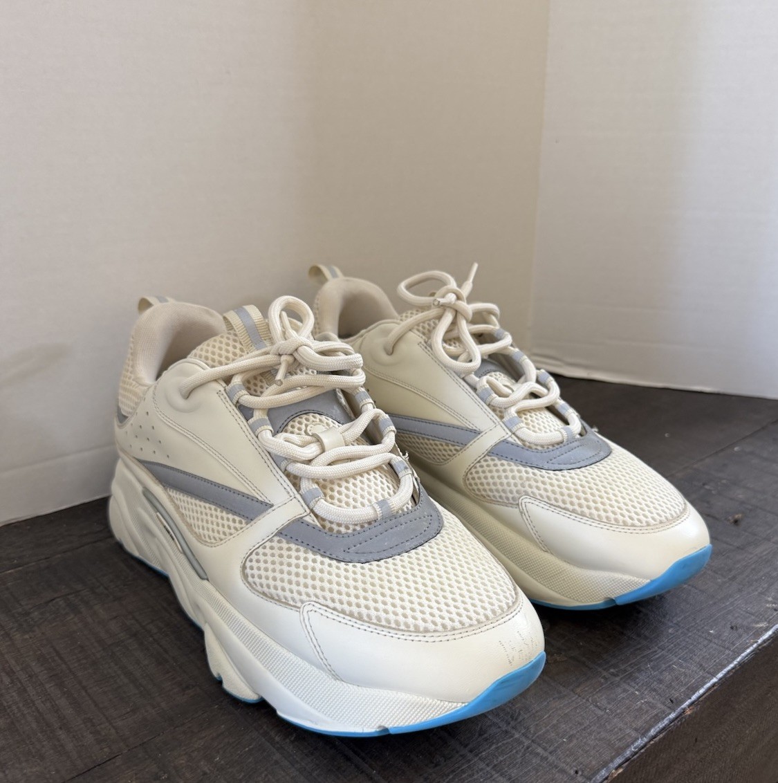 Dior B22 Cream Light Blue Sneakers Size 46 EU 13 US No insoles image 6