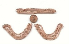 3 VINTAGE COPPER COATED CURB & KNURLED CABLE 4 CHAIN 4” JUMP RINGED SECTIONS N77