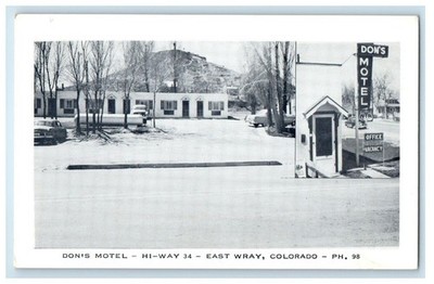 Don's Motel Cars Roadside East Wray Colorado CO Unposted Vintage Postcard