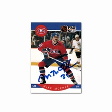 Mike McPhee Autographed Montreal Canadiens 1990 Proset #155 Hockey Card