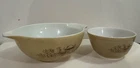 2  VINTAGE PYREX FOREST FANCIES MUSHROOM CINDERELLA MIXING BOWLS #444, 402
