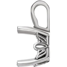 14K Solid White Gold Pendant Mounting Cushion Cut Antique Scroll Design Setting