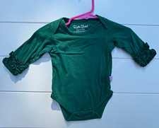 RuffleButts Green Long Sleeve Ruffle Cuff Bod...