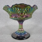 Fenton Scroll & Eye Amethyst Carnival Glass Pedestal Bowl Compote