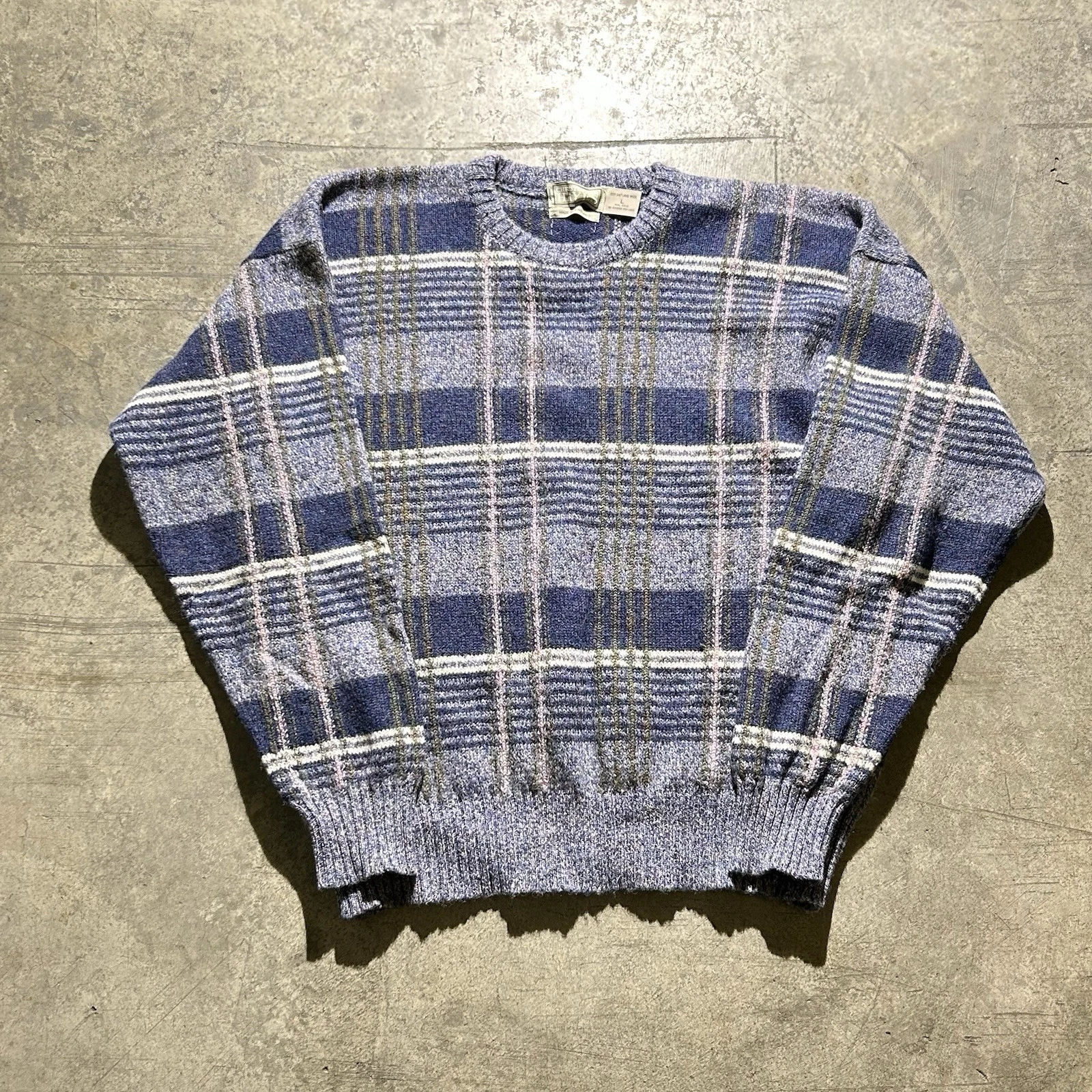 Christopher Hayes 100% Shetland Wool Plaid Sweater Men’s Size L Blue