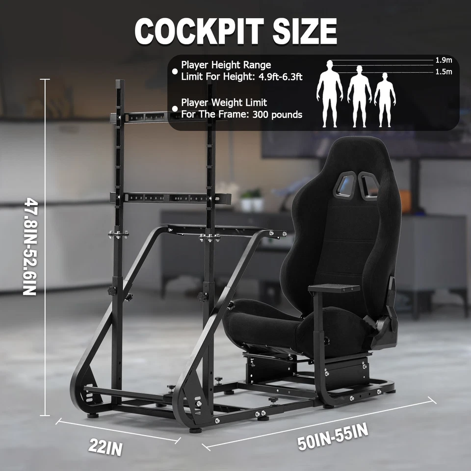 Marada Racing Simulator Cockpit Frame With Monitor Stand Fit Logitech G923 G920 - image 2 of 4