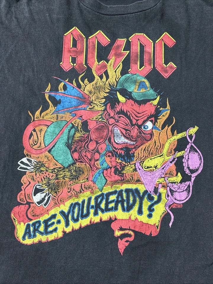 ACDC 'are you ready?' World Tour T Shirt XL Single Stitch Vintage Made In USA - Image 3 of 4