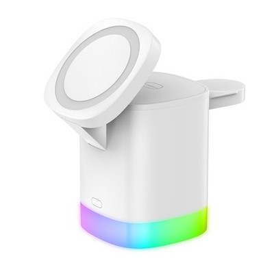 3 In 1 Magnetic Wireless Fast Charger For Smart Phone RGB Ambient Light Charging