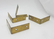 Vintage Brass Box Corners Mounts Hardware Bumpers Guards Trunk Edges Old Straps