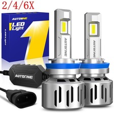 2/4/6X AUXITO Combo 2 H11 H8 LED Headlight Kit Bulbs High Low Beam White 40000LM