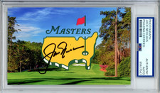 JACK NICKLAUS PSA DNA COA SIGNED MASTERS AUGUSTA GOLF LOGO PHOTOGRAPH AUTOGRAPH